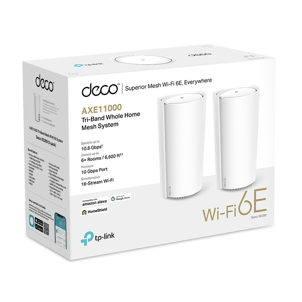 TP-Link Deco XE200(2-pack) AXE11000 Whole Home Mesh Wi-Fi 6E System