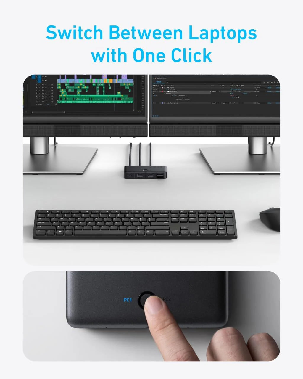 Anker USB 3.0 KVM Switch For Desktop and Laptop A83K30A1