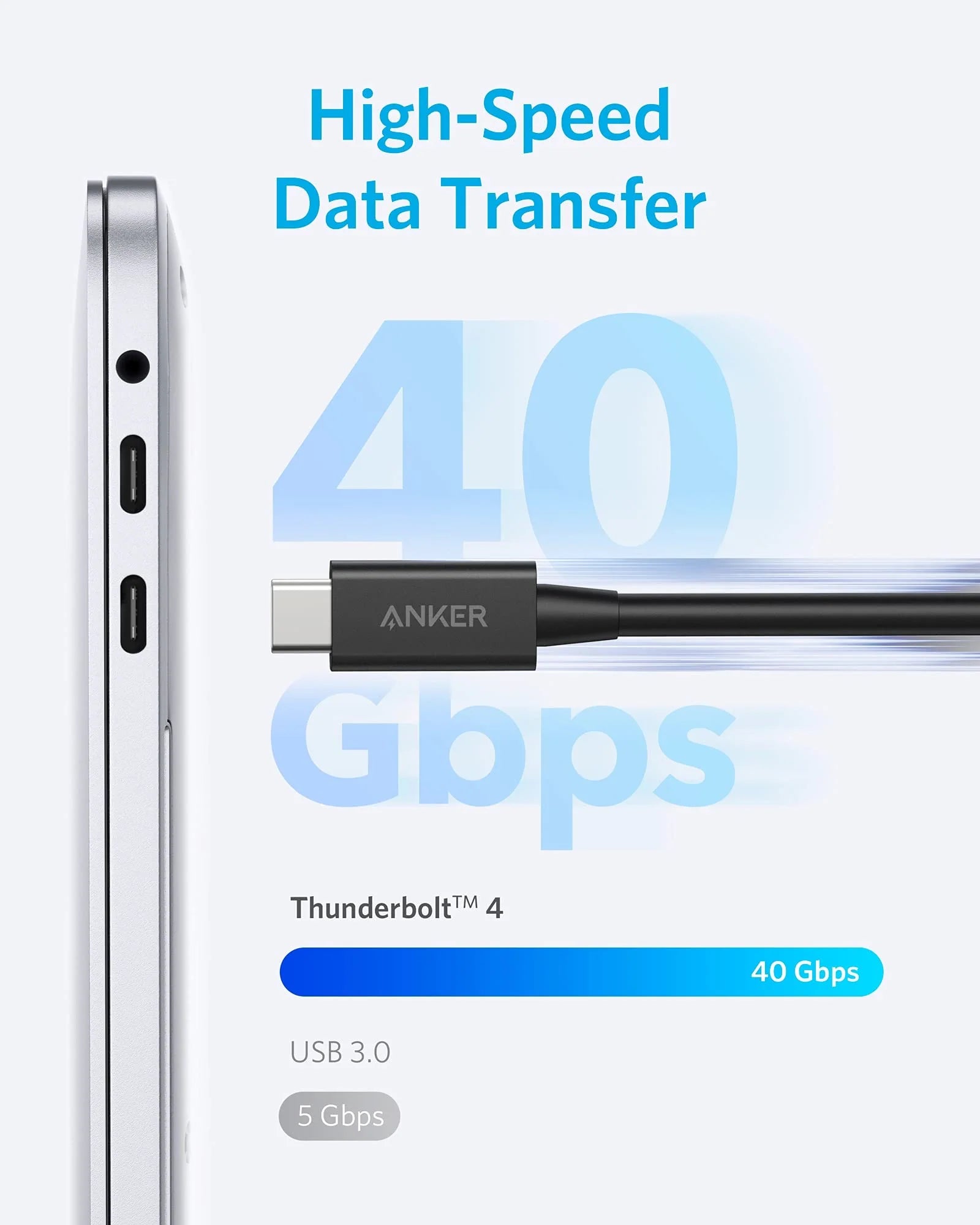 Anker USB-C to USB-C Thunderbolt 4 Cable 70cm (100W/40 Gbps) A8859011