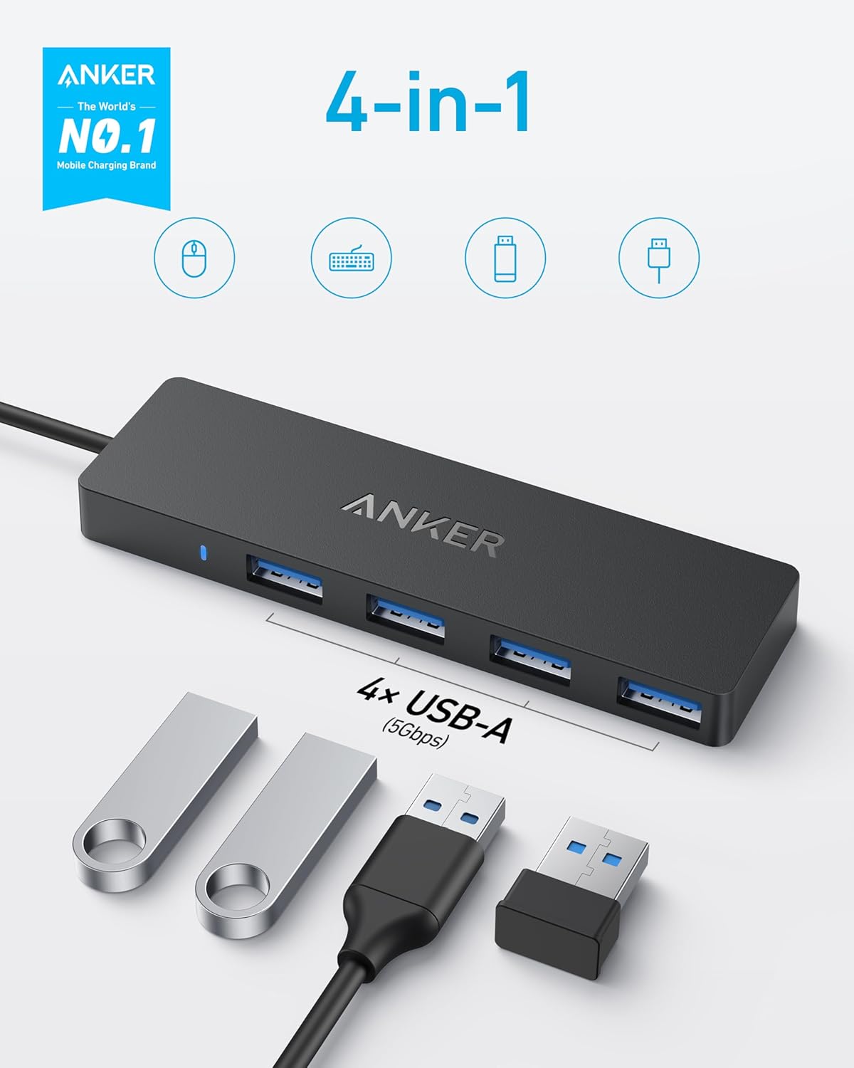 Anker 4-in-1 USB-C Hub with 5Gbps Data Transfer A8309012