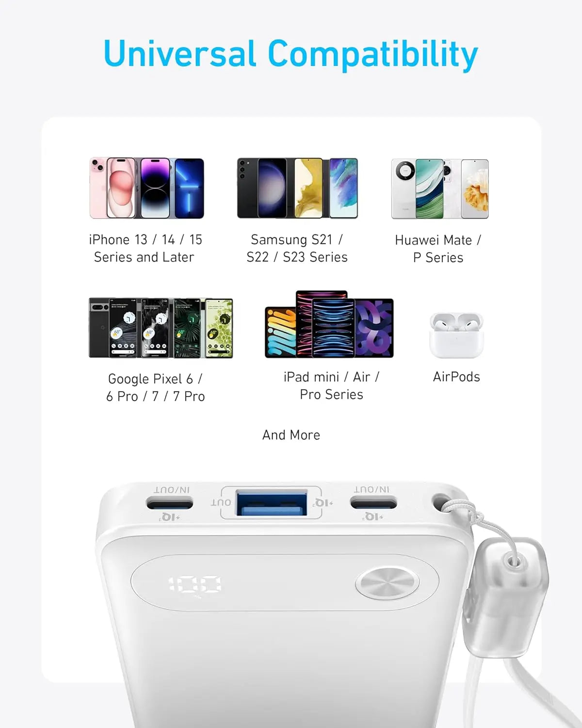 Anker Powercore 10000mAh 22.5W Power Bank - White A1257H21