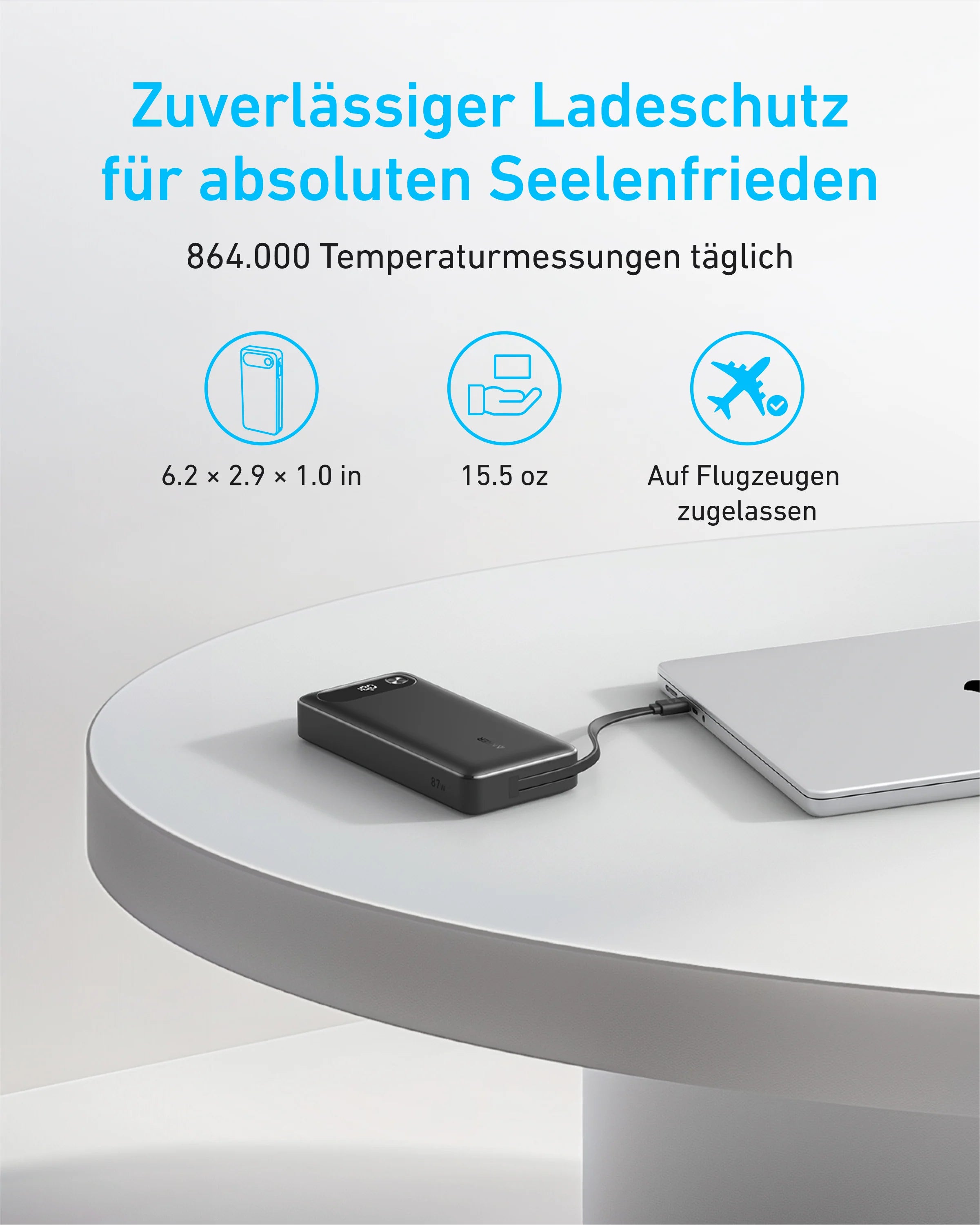 Anker 20K 65W Power Bank with Built-In USB-C Cable A1383011