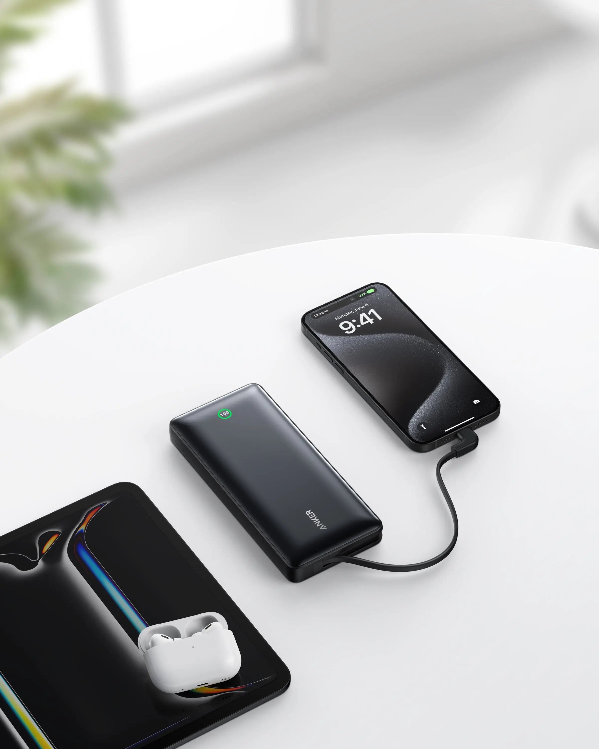 Anker 20000mAh 30W Nano Power Bank with Built-In USB-C Cable - Black A1387H11