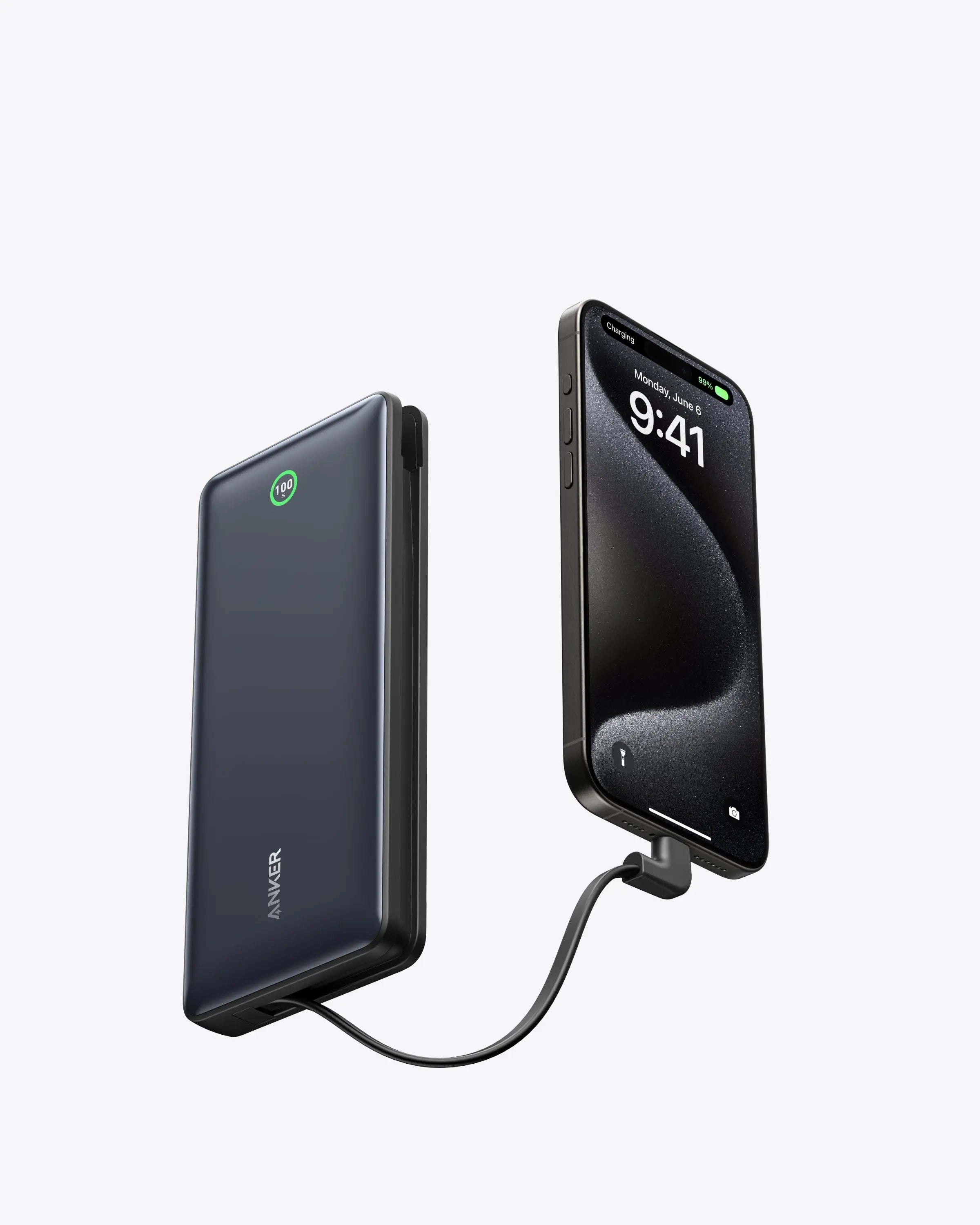 Anker 20000mAh 30W Nano Power Bank with Built-In USB-C Cable - Black A1387H11