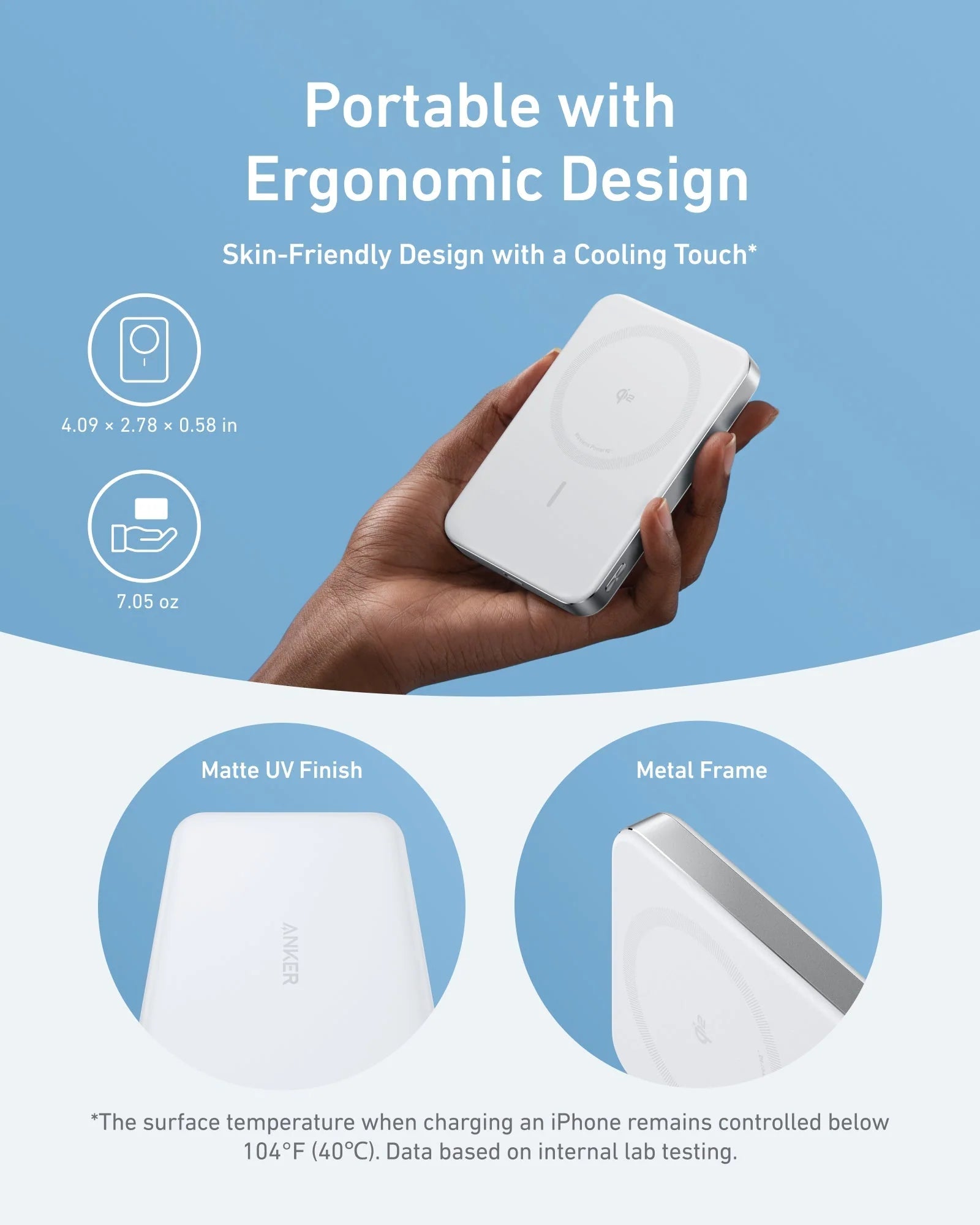 Anker MagGo 10000mAh Ultra Slim 15W Wireless Charger - White A1664H21