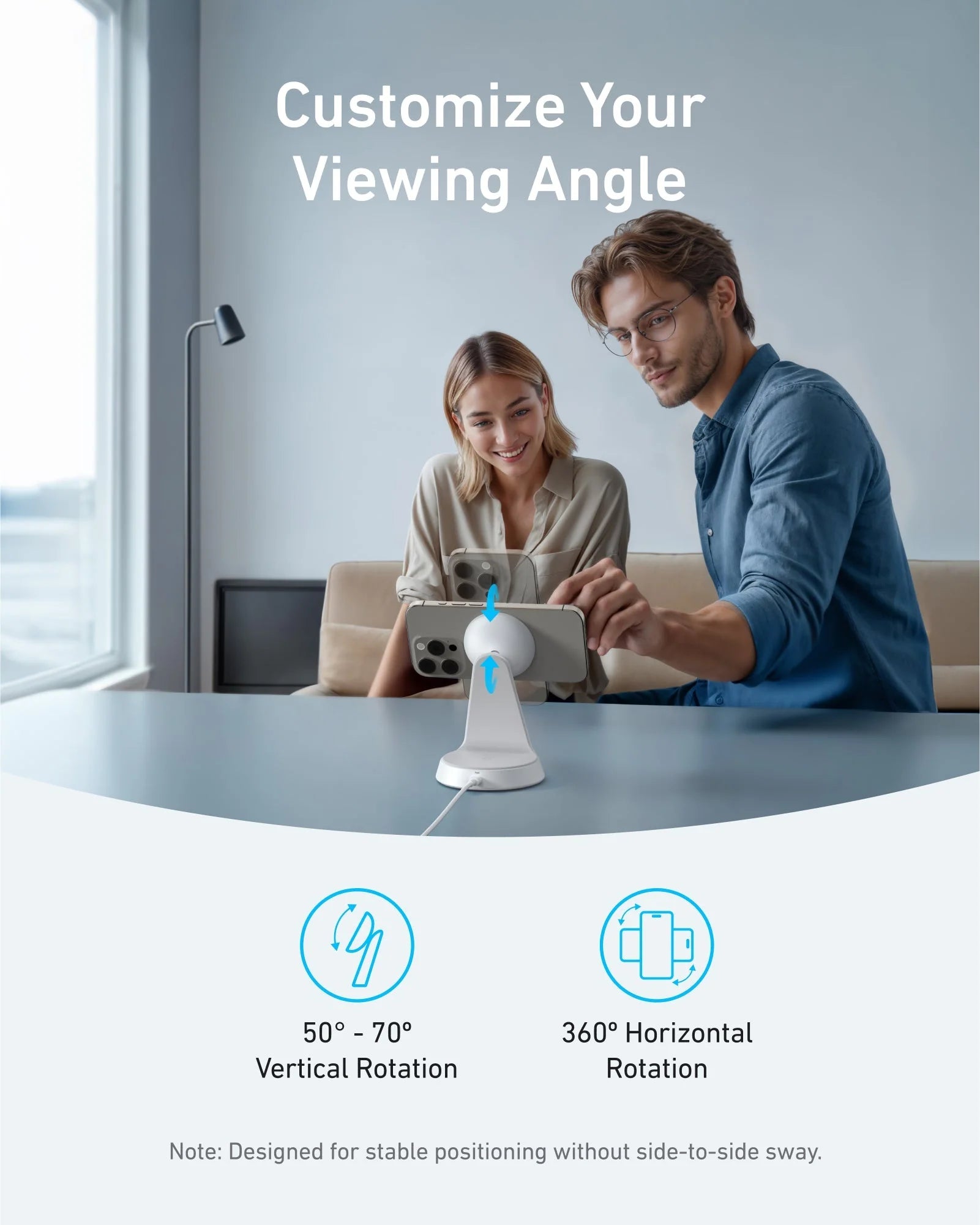 Anker MagGo 2-in-1 Dock Stand 15W Wireless Charger - White A25M7H21