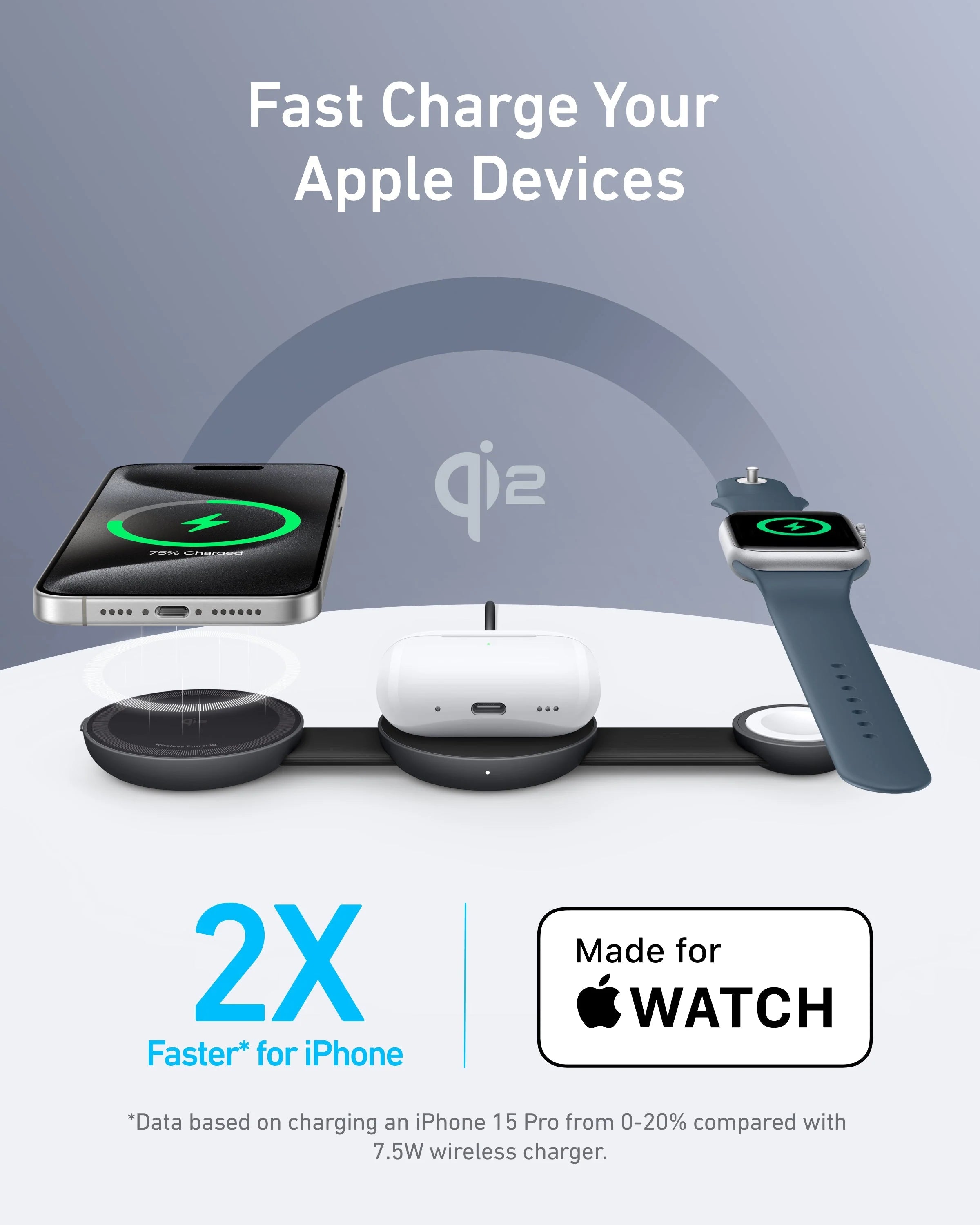 Anker MagGo 3-in-1 Wireless Charging Station (Foldable Pad) - Black B25M8T11