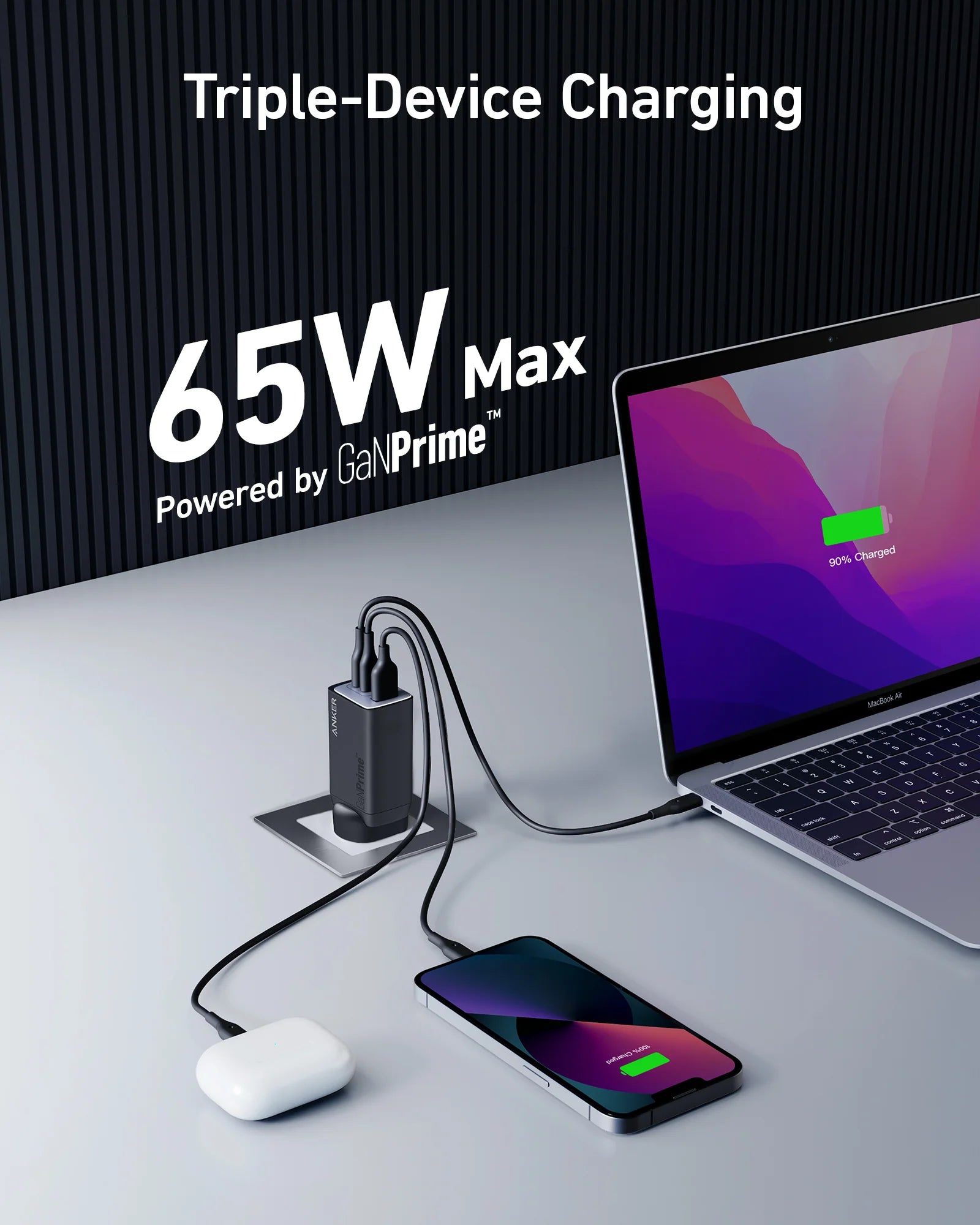 Anker 735 USB-C GaNPrime 65W Charger - Black A2668T11