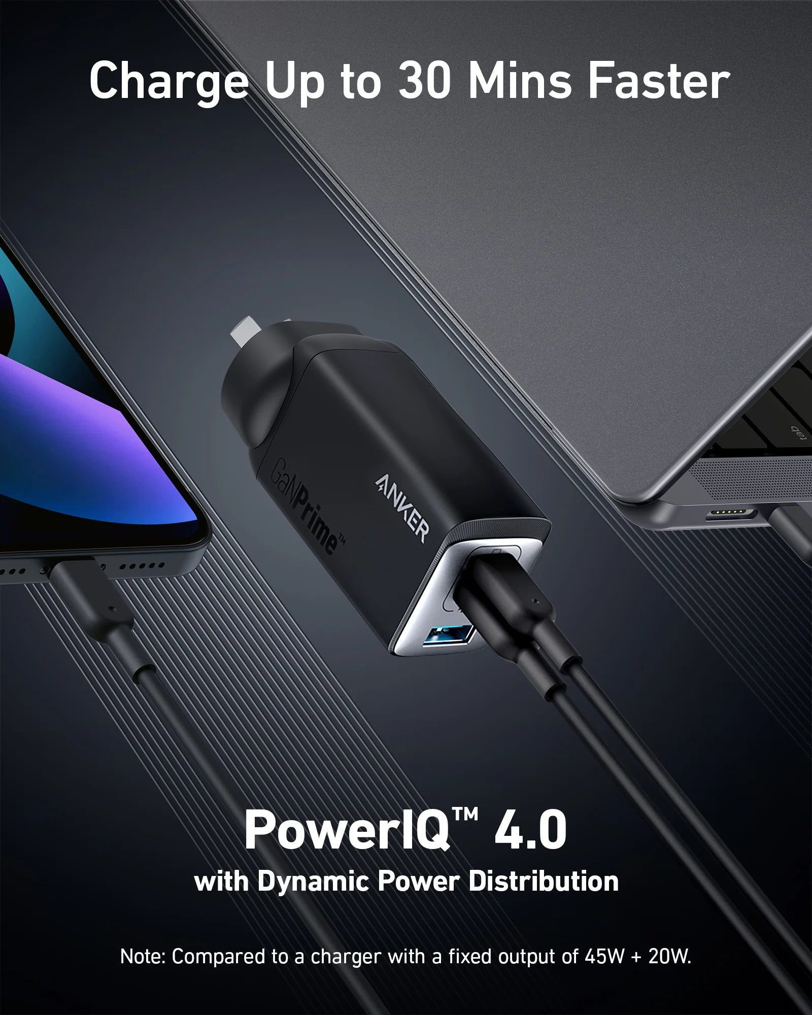 Anker 735 USB-C GaNPrime 65W Charger - Black A2668T11