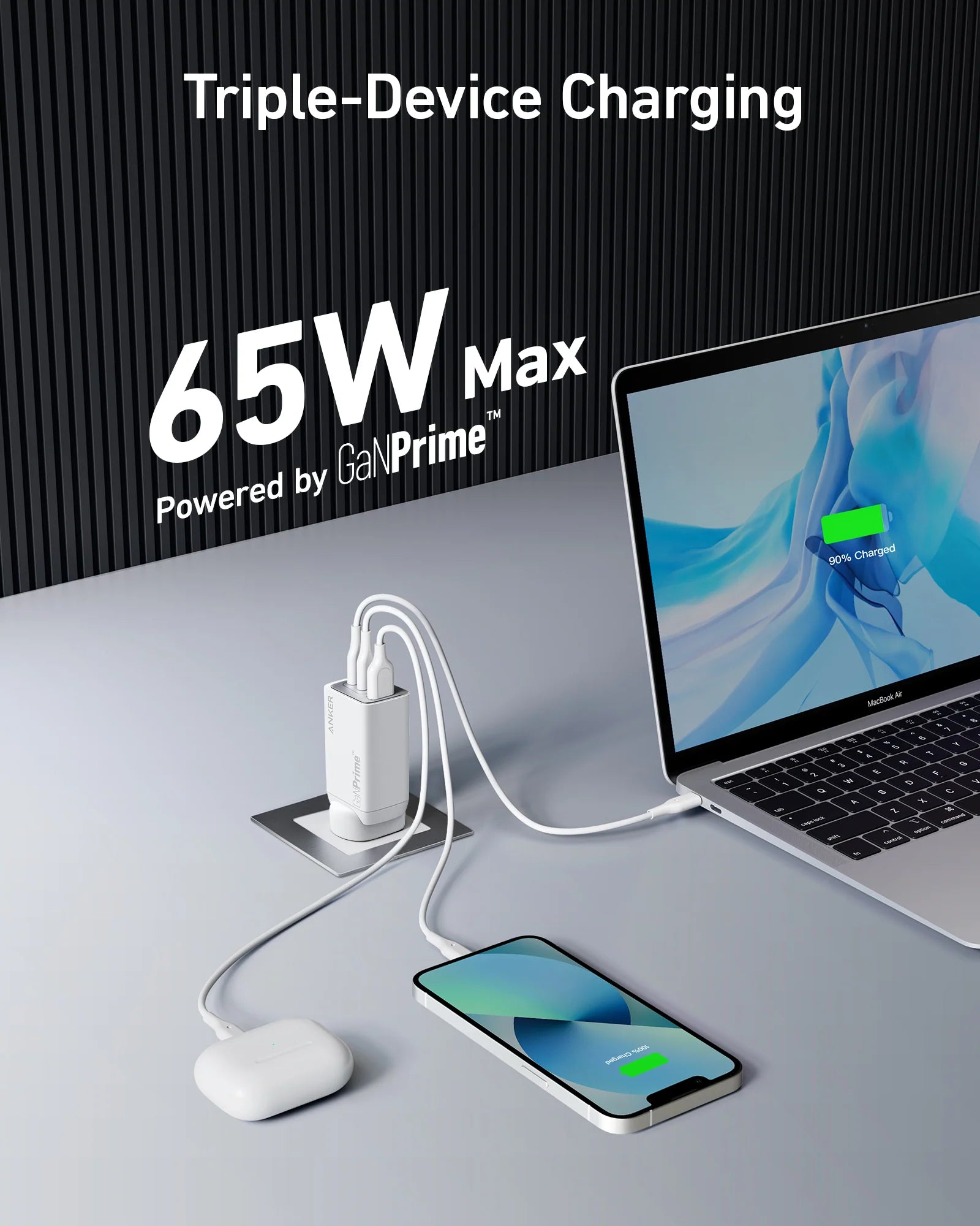 Anker 735 USB-C GaNPrime 65W Charger - White A2668T21