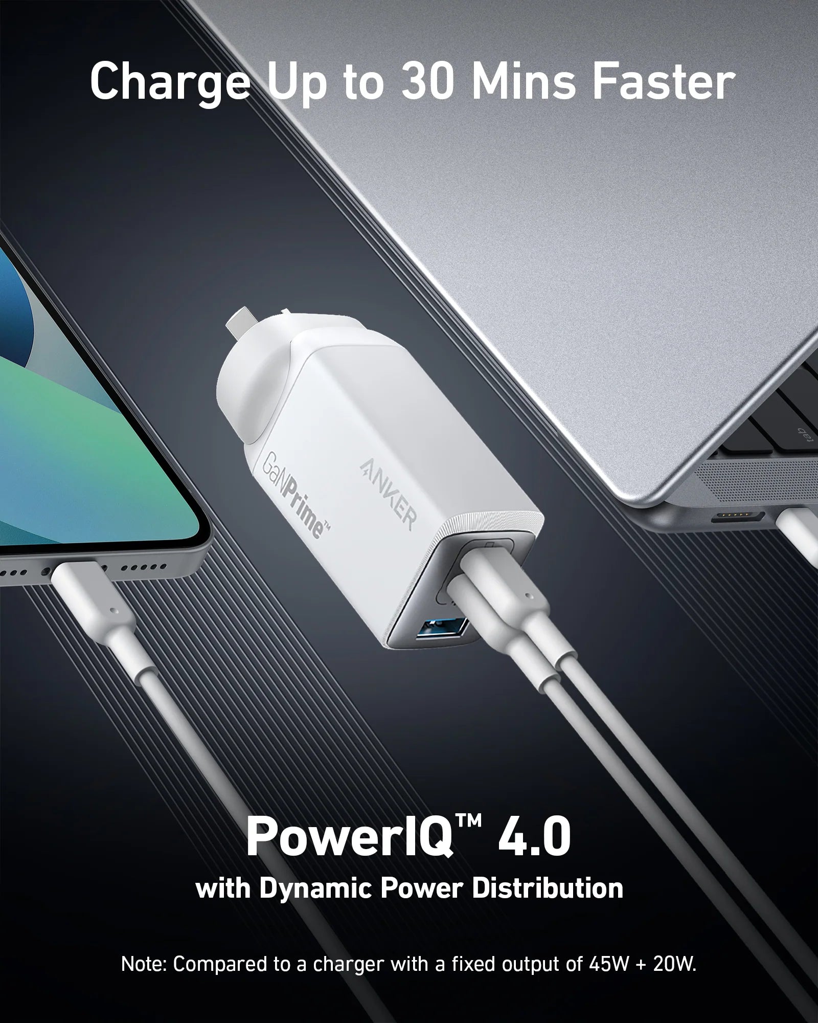 Anker 735 USB-C GaNPrime 65W Charger - White A2668T21