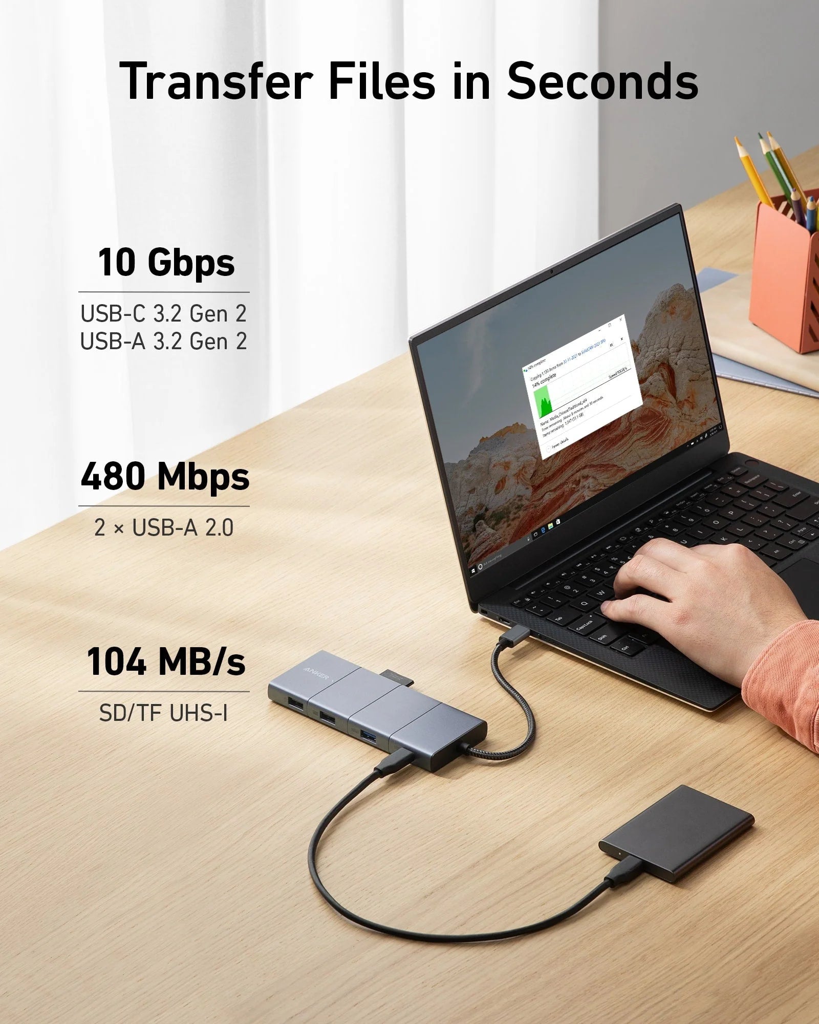 Anker 565 PowerExpand 11-in-1 USB-C Hub with 10Gbps Data Ports A83880A1