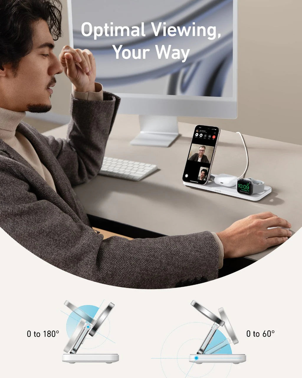 Anker MagGo Foldable Wireless Charging Station (3-in-1 Pad) B25M1T11