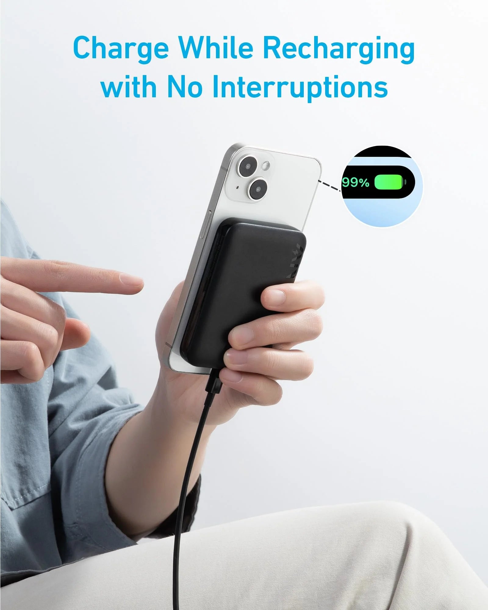 Anker 321 MagGo 5000mAh PowerCore Magnetic Power Bank - Black A1616H11