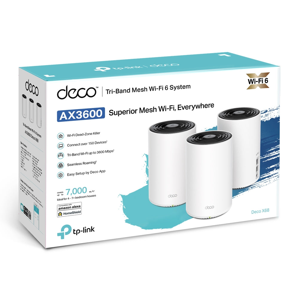 TP-Link AX3600 Whole Home Mesh WiFi 6 System (Deco X68(3-pack))
