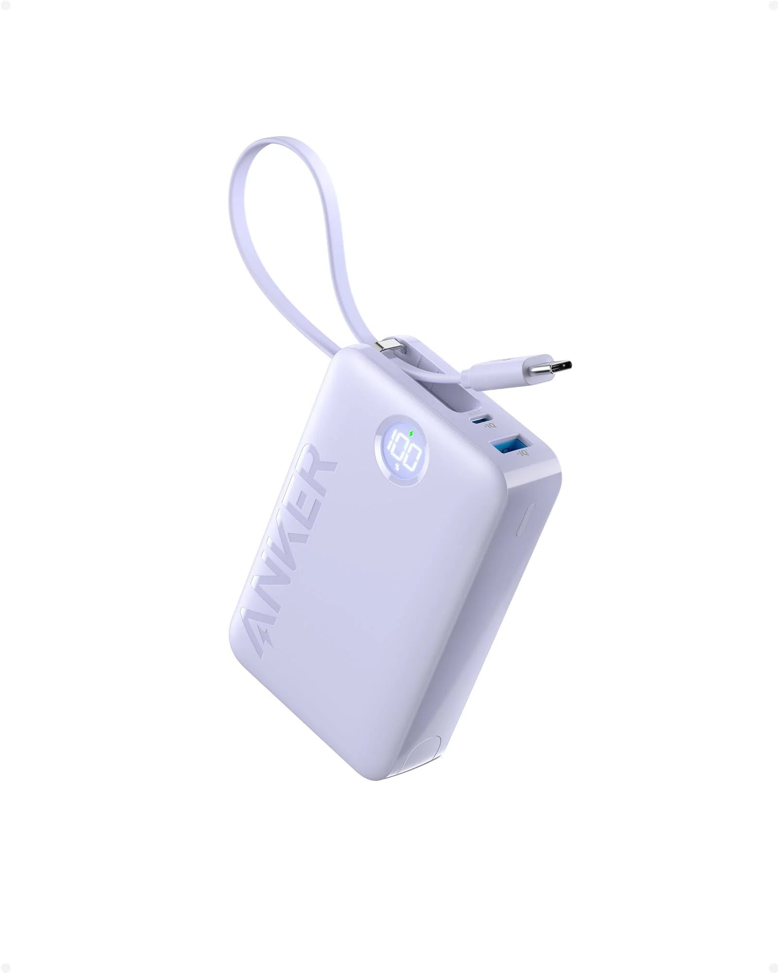 Anker 20000mAh 22.5W Power Bank with Built-In USB-C Cable - Purple A1647HV1