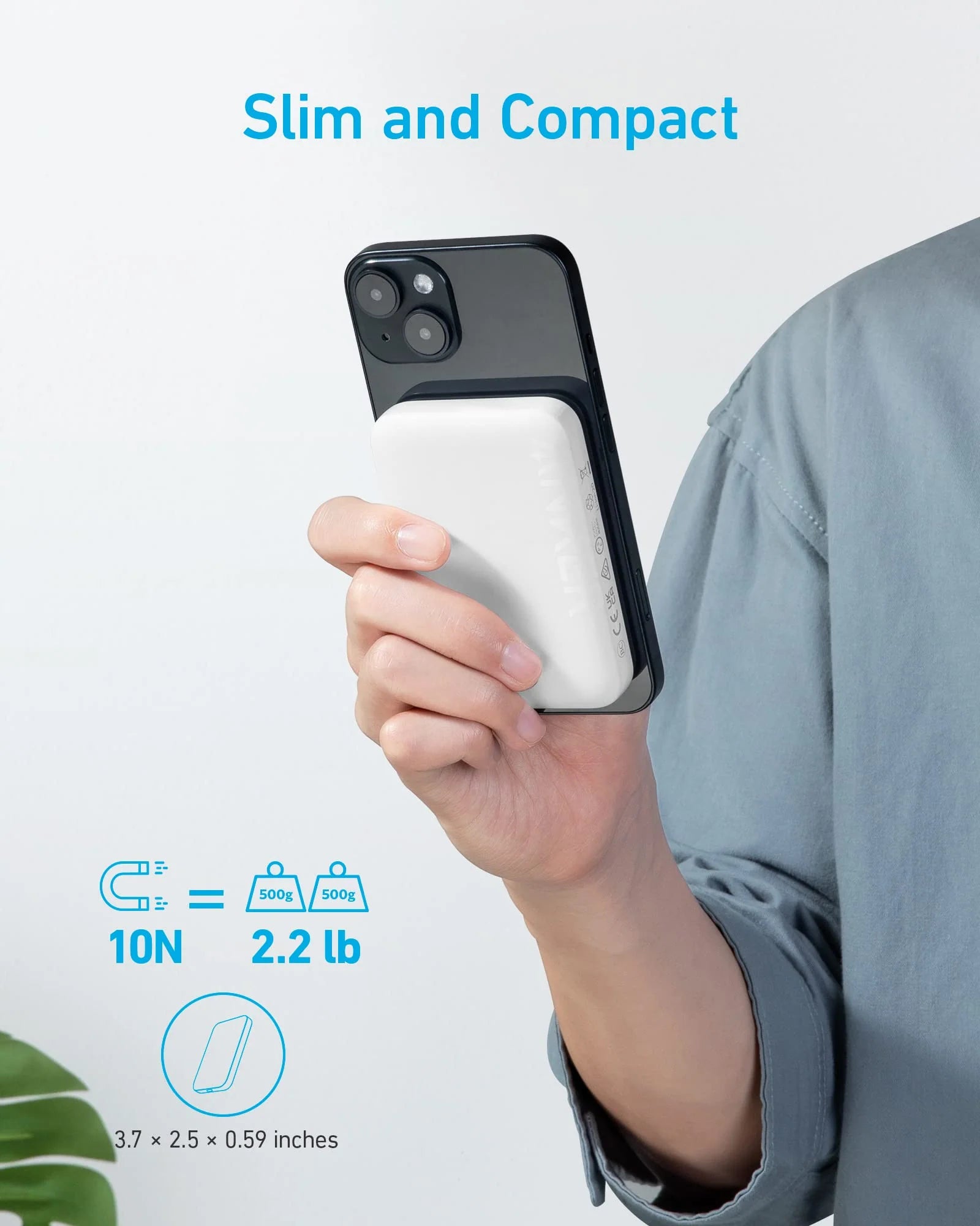 Anker 321 MagGo 5000mAh PowerCore Magnetic Power Bank - White A1616H21