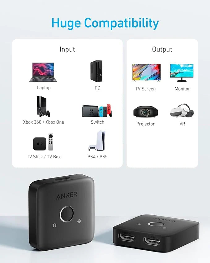 Anker HDMI Switch 4K 60Hz 2 in 1 out A83H10A1
