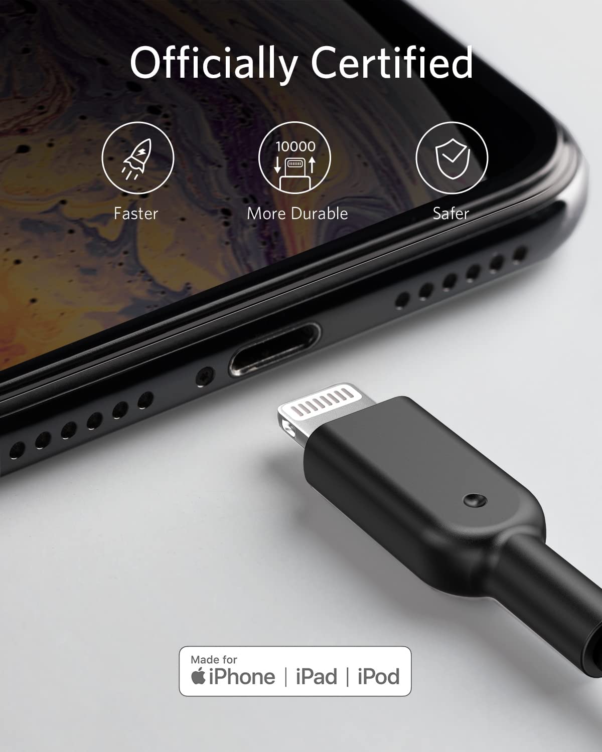 Anker Powerline II Lightning Cable Apple MFi Certified 6ft USB Charging/Sync Lightning Cord Black A8433012