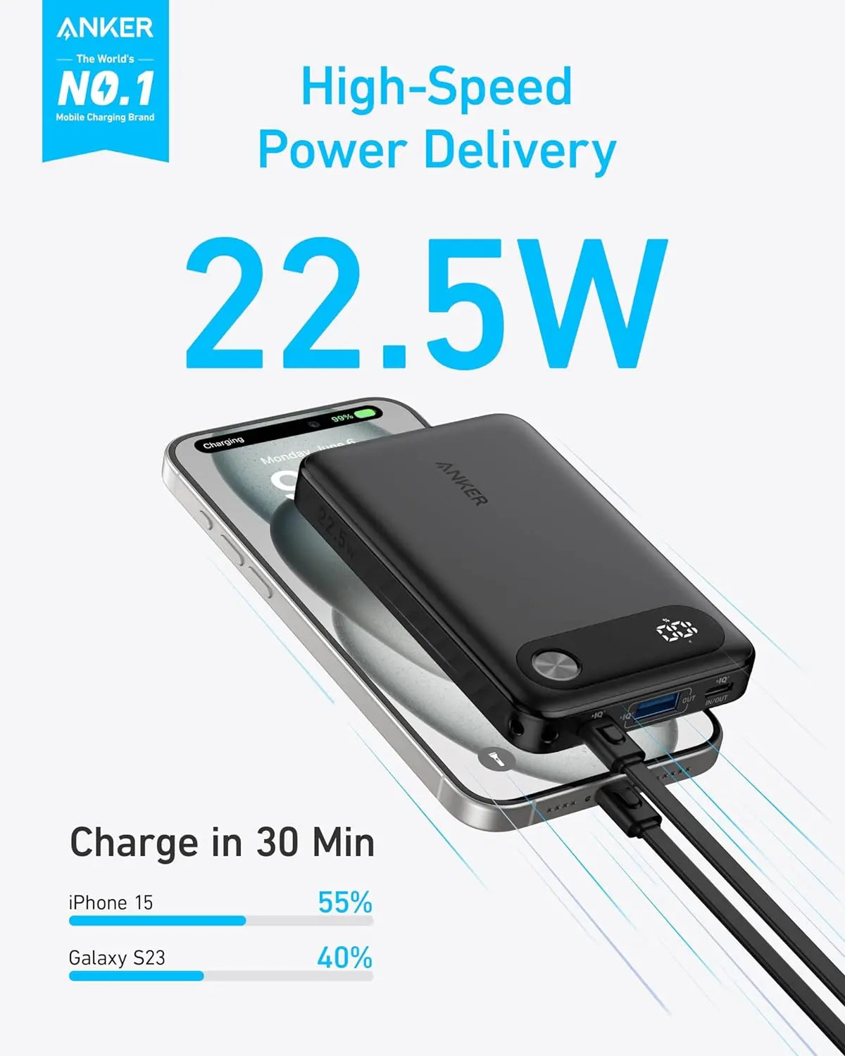 Anker Powercore 10000mAh 22.5W Power Bank - White A1257H21