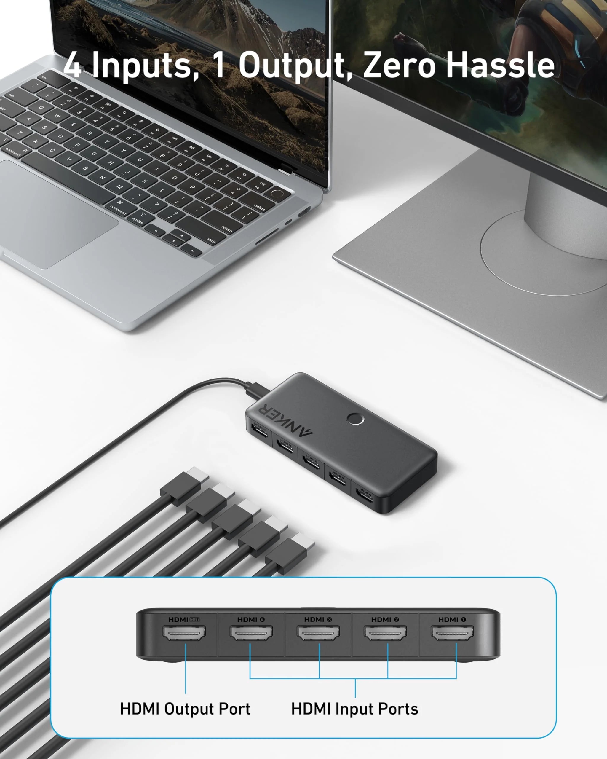 Anker HDMI Switch 4K 60Hz 4 in 1 out A83H20A1