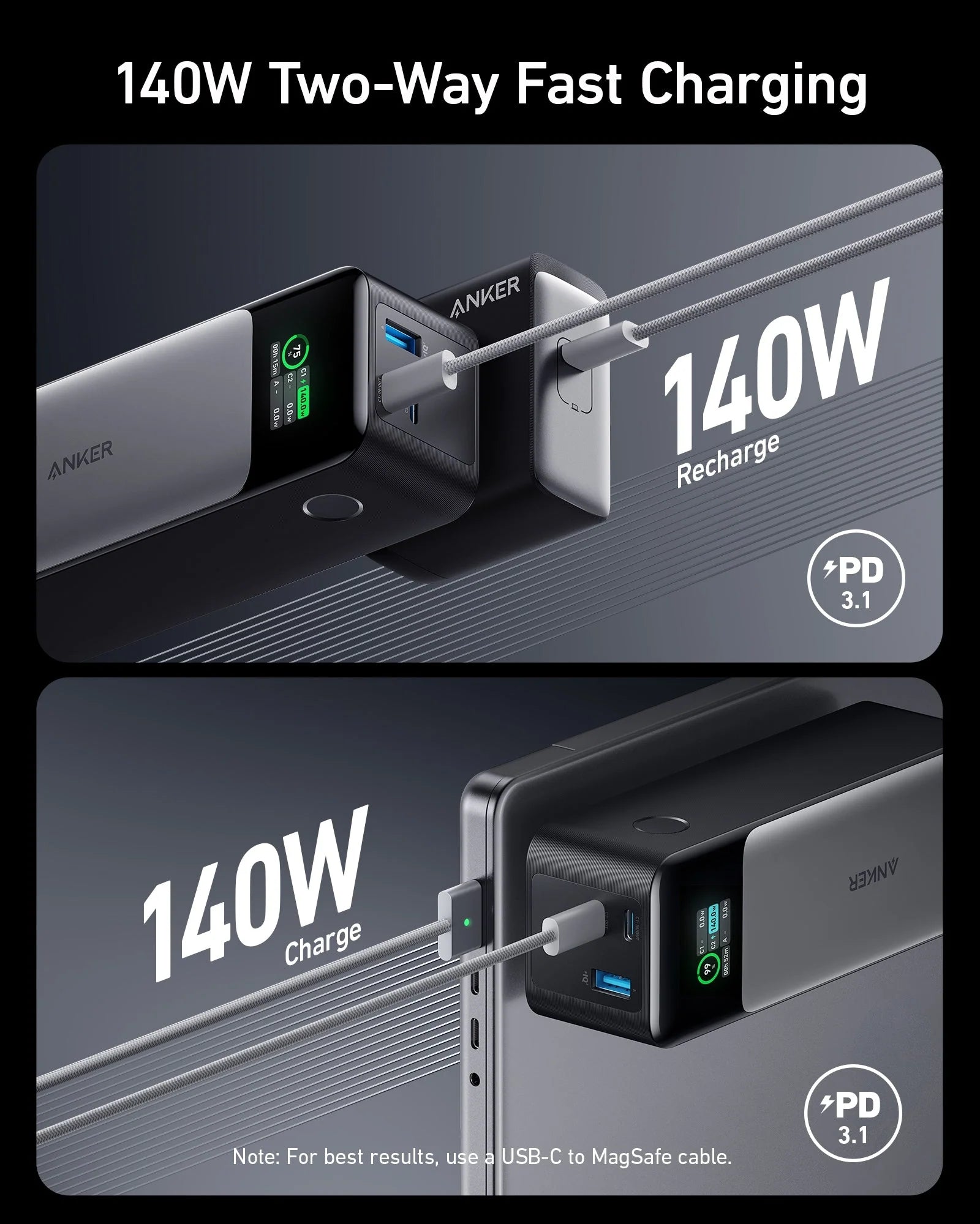 Anker 737 PowerCore 24K Gen 2 140W Power Bank A1289011