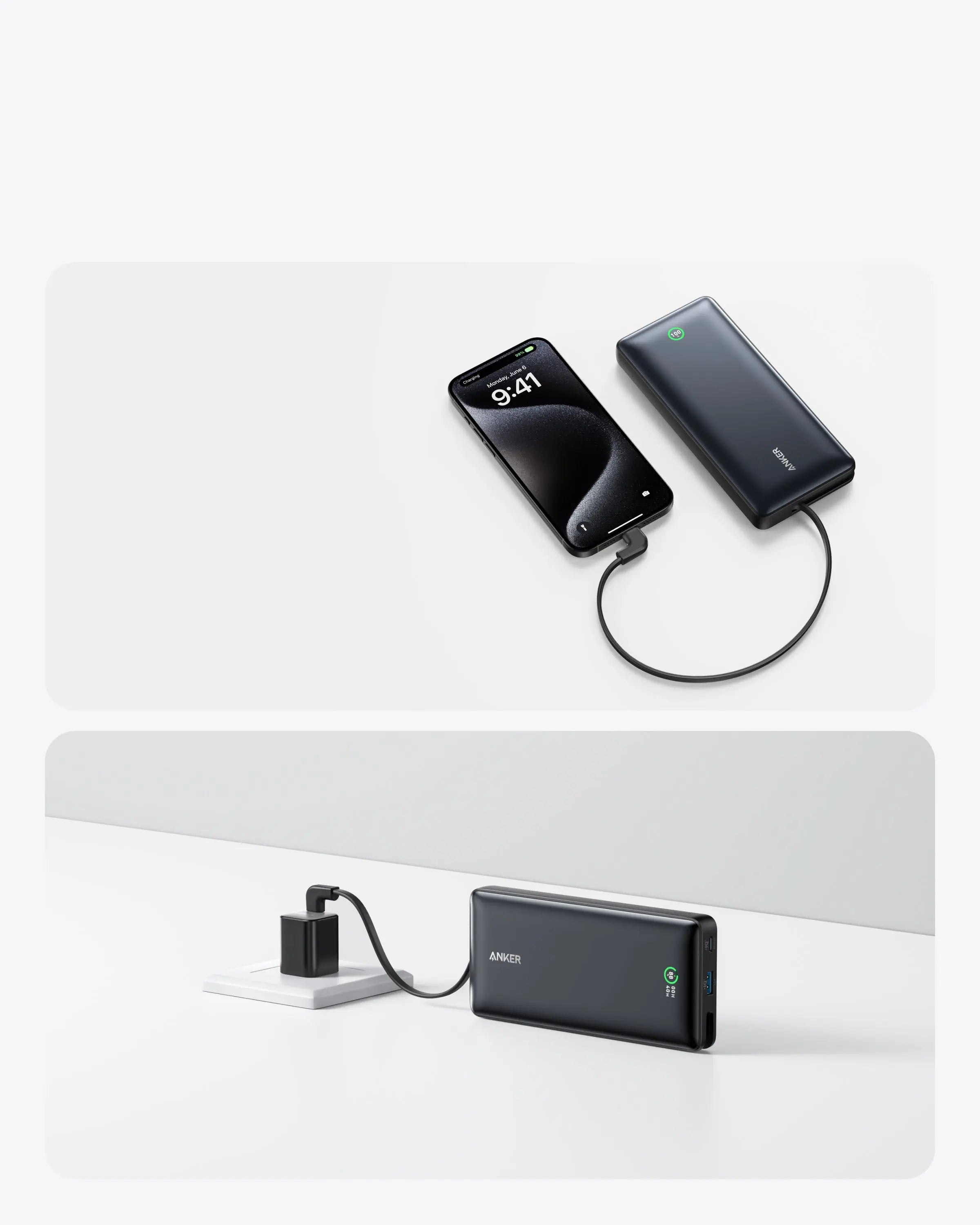 Anker 20000mAh 30W Nano Power Bank with Built-In USB-C Cable - Black A1387H11