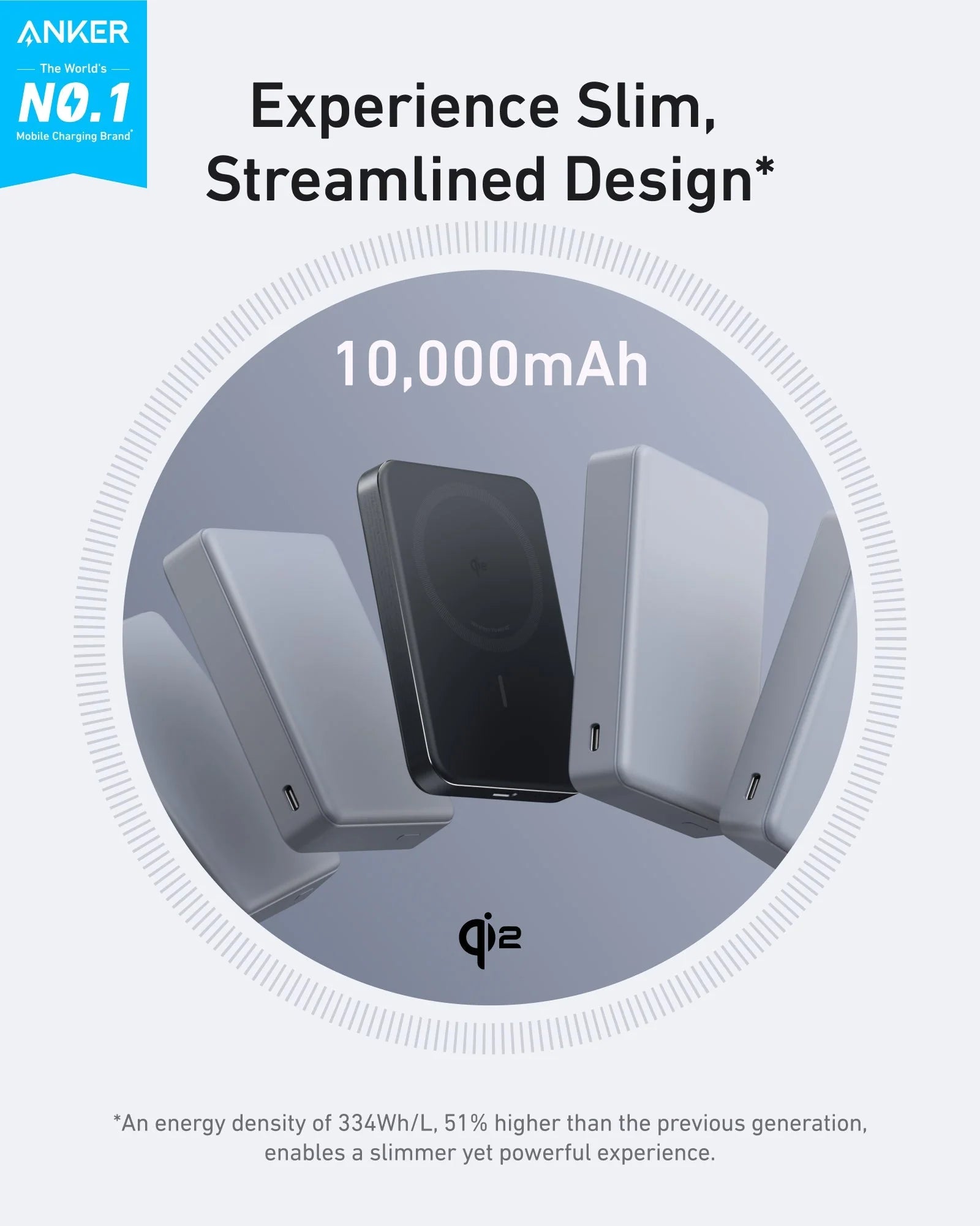 Anker MagGo 10000mAh Ultra Slim 15W Wireless Charger - Black A1664H11