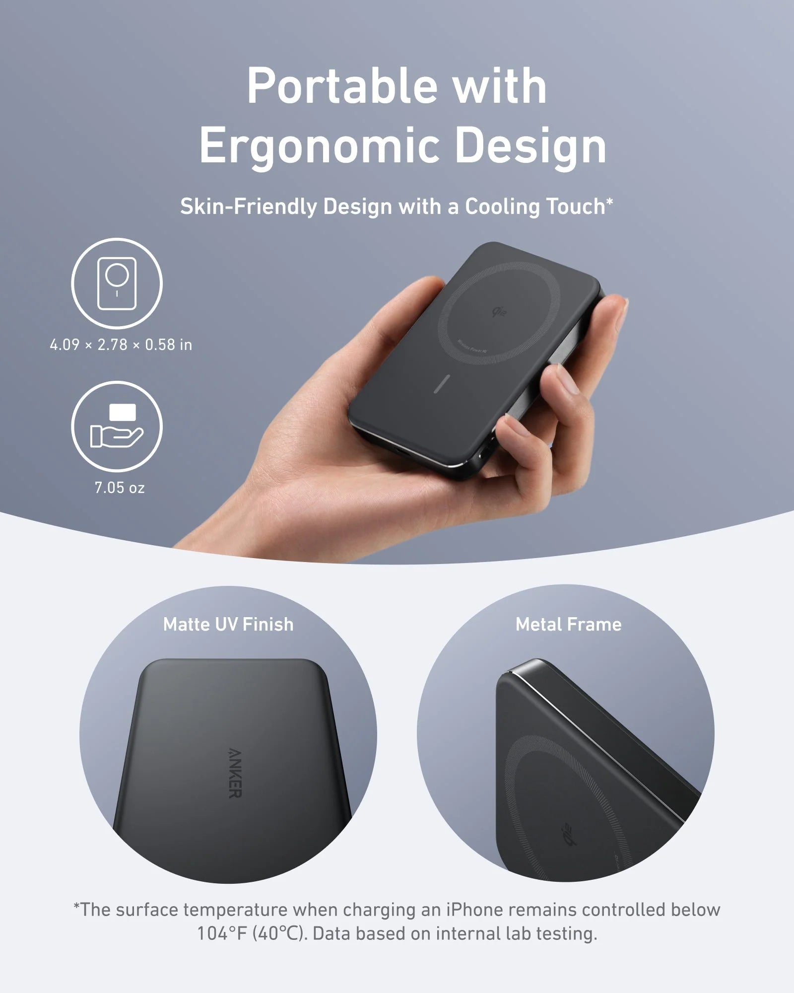 Anker MagGo 10000mAh Ultra Slim 15W Wireless Charger - Black A1664H11