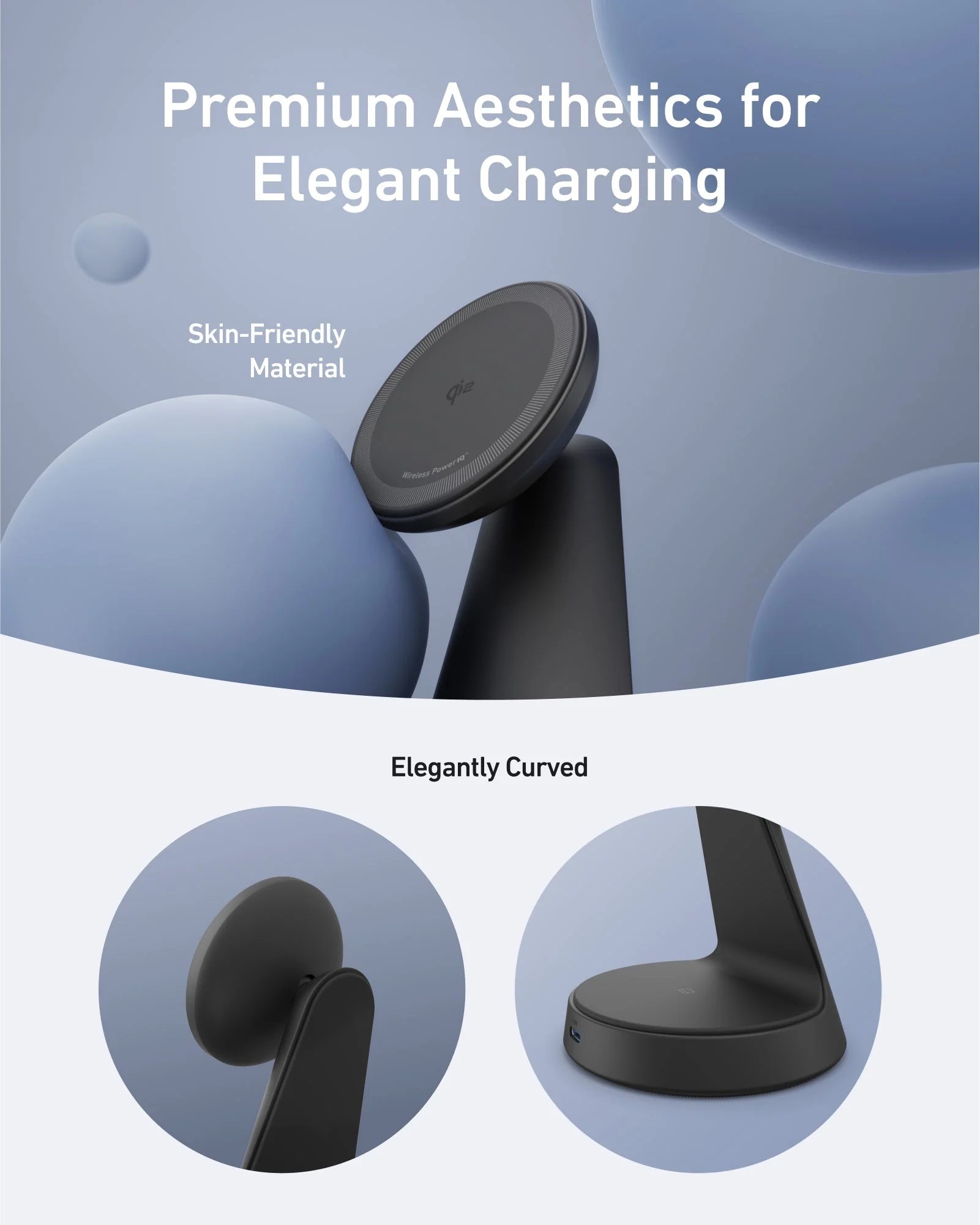 Anker MagGo 2-in-1 Dock Stand 15W Wireless Charger - Black A25M7H11
