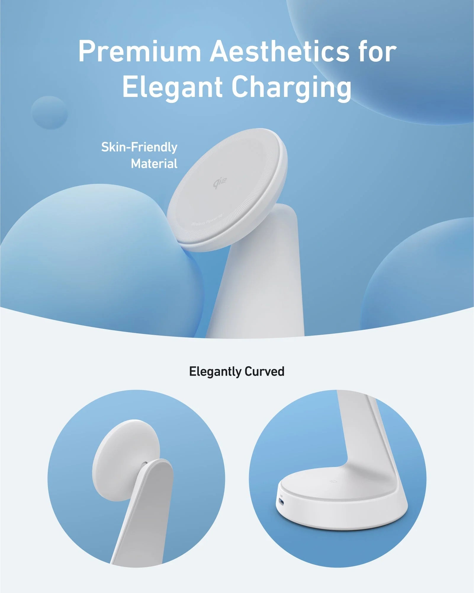 Anker MagGo 2-in-1 Dock Stand 15W Wireless Charger - White A25M7H21