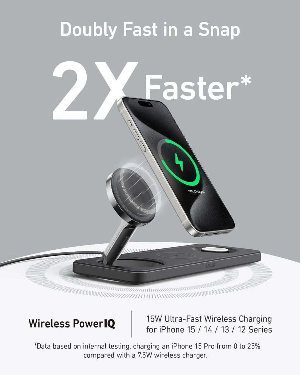 Anker MagGo Foldable Wireless Charging Station (3-in-1 Pad) B25M1T11