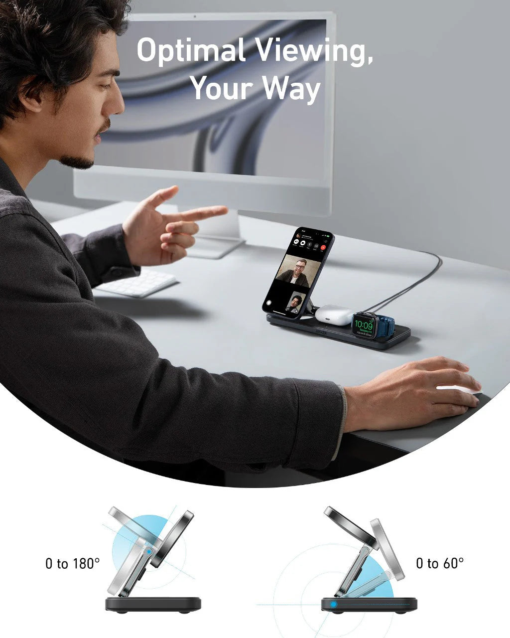 Anker MagGo Foldable Wireless Charging Station (3-in-1 Pad) B25M1T11