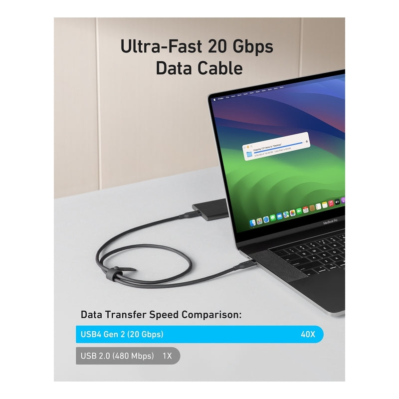 Anker 240W 20 Gbps USB-C to USB-C Cable (3ft) A80N1H11