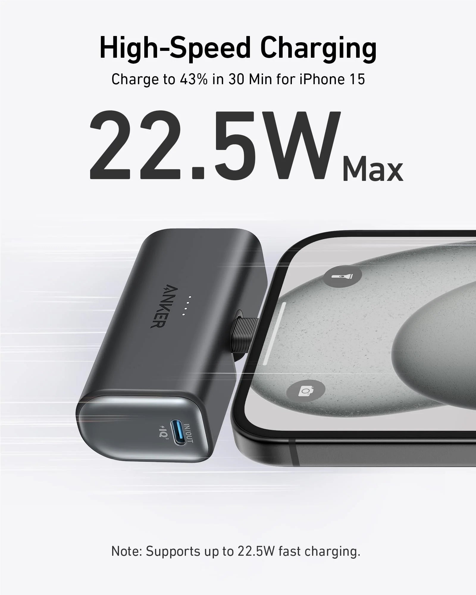 Anker 5000mAh Nano Power Bank with 22.5W Built-In USB-C Connector - Black A1653H11